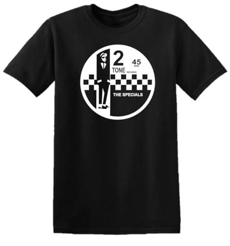 2 Tone Records The Specials Retro Music T-Shirt SKA Northern Soul Reggae Top T Shirt (UK, Alpha, L, Regular, Regular, Black)