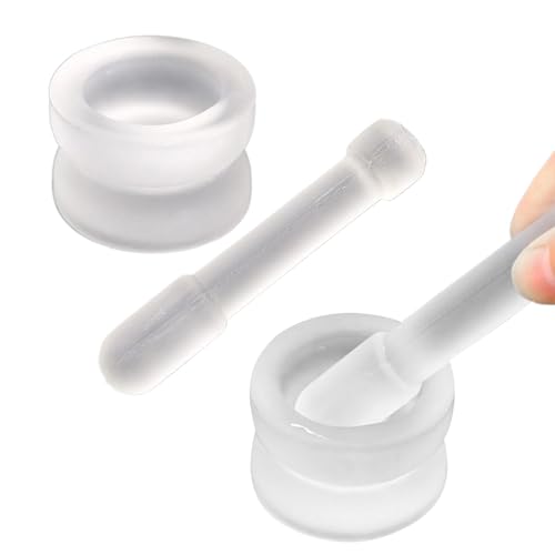 Mortero Y Pilón De Vidrio - Molino De Tabletas Y Tazón De Molienda,Accesorio De Cocina Antideslizante Para Polvos Nueces Ajo Pimientas Especias | Para Herbolarios Chefs Cocineros Camping