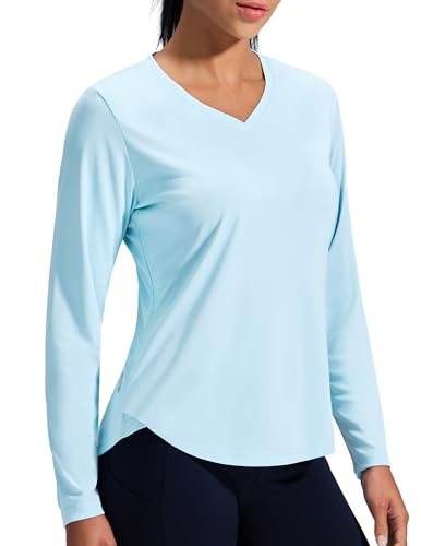 Image of MIER Womens Long Sleeve Sun Shirt UPF 50+ Quick Dry V-Neck Workout Tops