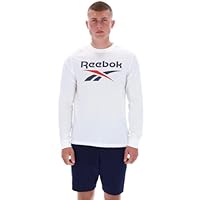 Reebok Men's Remi Long Sleeve Tee, White, Small