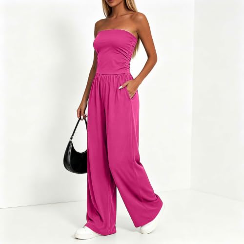 Combinaison bustier froncé jambes larges pour une silhouette d'été fluide