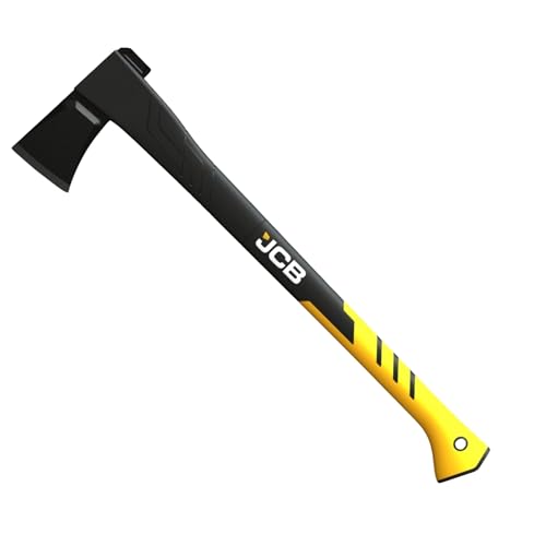 JCB Splitting Axe Pro, 28” (71cm), Fiberglass Handle, Ergonomic Design, Protective Sheath, Single-strike Splits Through Firewood, Logs, and Kindling.
