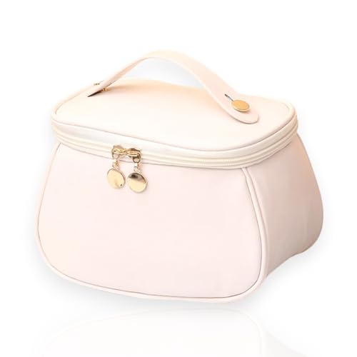 Bolsa para Maquiagem Necessaire Grande Make Pincel Feminina Organizadora de Cosméticos (Creme)