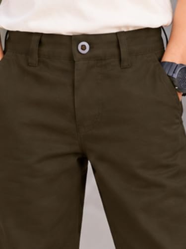 Image of KiddoPanti Boys 100% Cotton Twill Chinos Pant | Comfortable Regular Fit | 2 Side Pocket, 2 Back Pocket | Ankle Length | Back Elasticated Waistband with Button Zip Open Fly