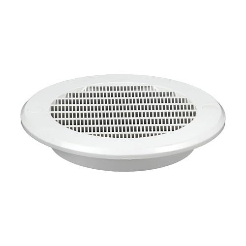 SYSTERM Lüftungsgitter rund Kunststoff Insektenschutz Abluftgitter Zuluft Abluft Gitter Lüftung. Verschiedene Größen und Farben. (Lüftungskanal Größe: Ø100 mm, weiß)