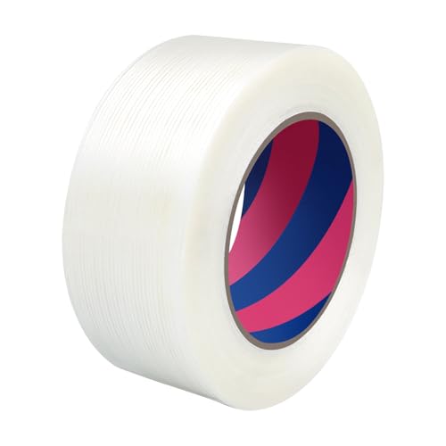 Image of Filament Strapping Tape, 2 Inch x 55 Yards, Mono Fiberglass Transparent Reinforced Packing, Heavy Duty Wearproof Tape for Packing and Shipping