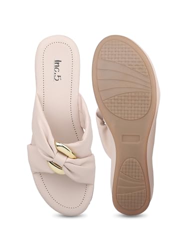 Image of Inc.5 womens Women Cream Embellished Comfort Heels Sandal