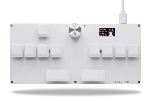 BTXETUEL SayoDevice CM51 Rapid Trigger Keyboard for OSU!、djmax... Rhythm Game with OUTEMU Hall Magnetic Linear Switches with Knob Custom Programmable Keypad (White-OUTEMU Pink Switches, CM51)