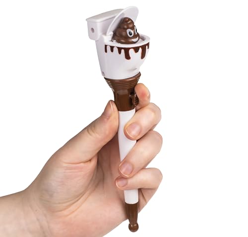 Mister Curiosities Stylo caca dans les toilettes - Crotte surprise dans la cuvette des WC - Gadget émoticône amusant pour trousse d'école et bureau