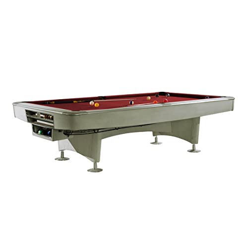 Billiard-Royal Mesa de billar para piscina modelo Gladiator gris 9 pies con goma K-55 y elección de paño, color de la tela: ES 45 Borgoña