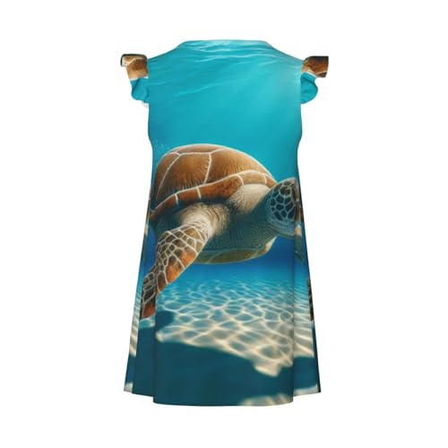 Augenstern Flutter Sleeve Nightgown Pajama Gown Turtle-Swimming-Sea Easy Pull-On Sleepwear Nightdress2