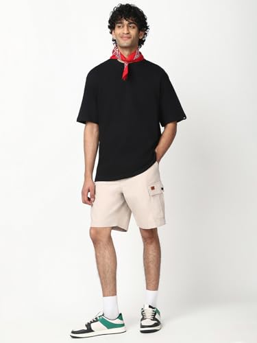 Image of Bewakoof Men's Solid Oversized Fit Half Sleeve Round Neck T-Shirt Air 1.0 | | Lightweight | Multipurpose