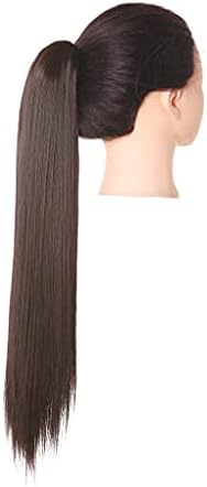 Hairpiece Claw In Ponytail Synthetic Fake Hair Extension Long Straight Afro Overhead Tail False Pigtail Blonde Clips Tail dark brown 26inches