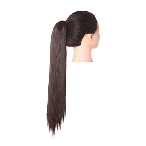 Hairpiece Claw In Ponytail Synthetic Fake Hair Extension Long Straight Afro Overhead Tail False Pigtail Blonde Clips Tail Dark Brown 26Inches #TOP2
