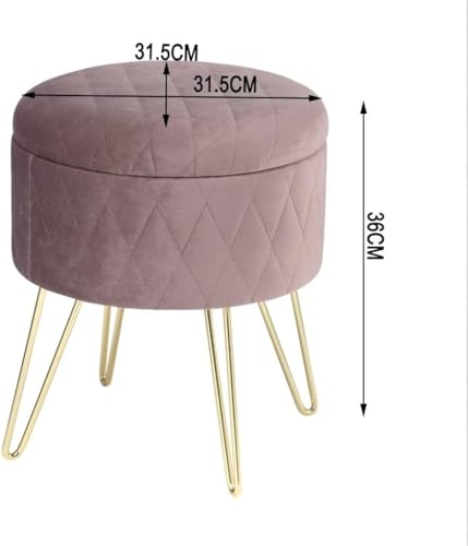 Tabouret ottoman rond velours coffre rangement pouf chambre canapé - 2