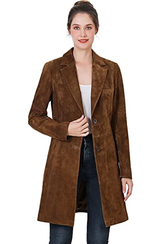 BGSD Women Mary Suede Leather Long Walking Coat (Also available in Plus Size & Petite)