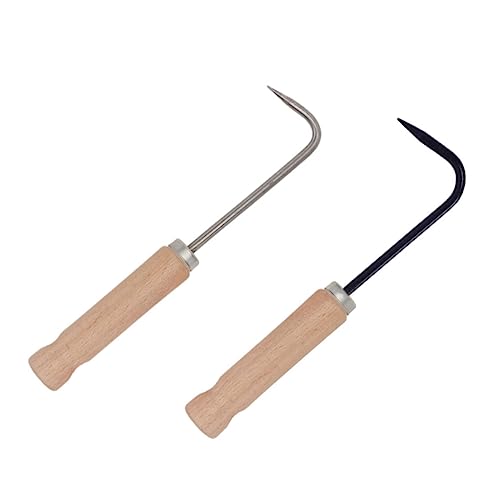 WEKADRIN 2pièces Outil De Désherbage avec Manche Bois Arracheur De Racines Ergonomique Acier pour Jardin pour Éliminer Les Mauvaises Et Aérer Le Sol
