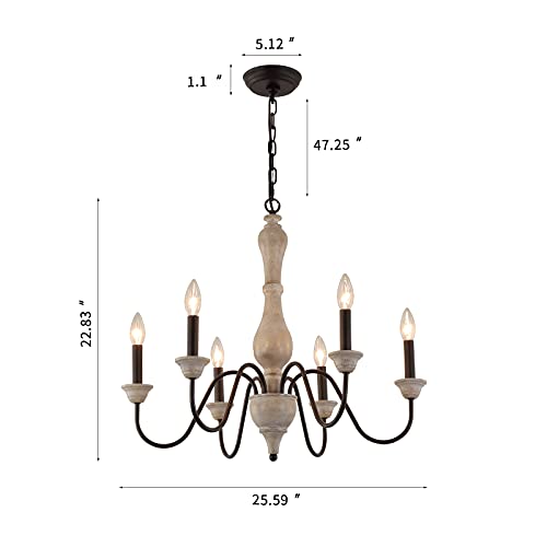 Meixisue MX-P2122-6OAK French Country Chandelier,Farmhouse Vintage Antique Chandelier Pendant Light Fixtures thumb #5