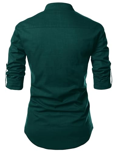 Image of Fifth U Men's Cotton Polyester Blend Solid Mandarin Collar Self Design Full Sleeve Casual Short Kurta