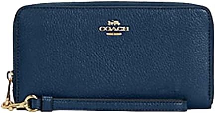 COACH C4451 - Cartera larga con cremallera en oro mezclilla Azul Denim No C4451