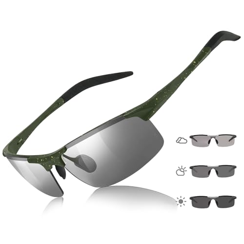 Image of TJUTR Mens Photochromic Sunglasses Day & Night Driving Z87 Sun Glasses Polarized UV400 Protection Safety Glasses