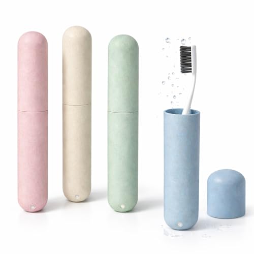 4 Pack Travel Toothbrush Case Portable Breathable Toothbrush Holder Anti-Bacterial Toothbrush Storage Box Plastic Toothbrush Cover for Travel Camping Bathroom Home School