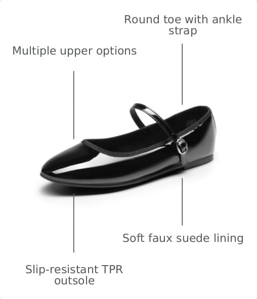 DREAM PAIRS Women's Ballet Flats Mary Jane Shoes, Round Toe Comfortable Dressy Casual Slip-on Work Daily Soft Flat Shoes,Size 6.5,Black-Pat,SDFA2441W - image 3