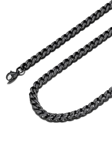 Suplight 3mm/6mm/9mm/12mm Miami Curb Cuban Link Chain for Men Women, 316L Stainless Steel /18K Gold/Black Plated Mens Jewelry Hip Hop Chain 18