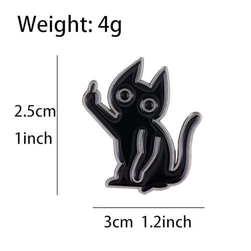 Image of Funny Cat with Middle Finger Brooch Pin - Creative Humor Animal Give the Finger Gesture Lapel Badge