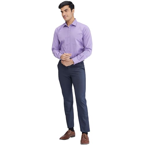 Image of Park Avenue Men Slim Fit Structure Pattern Pure Cotton Semi Cutaway Collar Full Sleeve Formal Shirt
