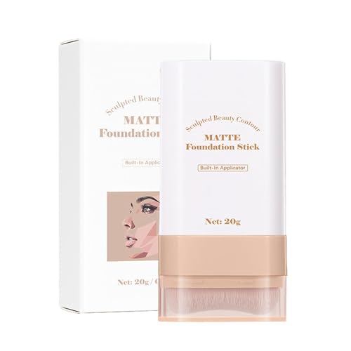 Base de maquillaje 2 en 1 de doble extremo, tono natural – base cremosa con pincel integrado, corrector de cobertura completa, fórmula impermeable de larga duración, hidratante y ligera