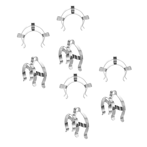 NAMOARLY 8pcs Interface Clamp for Laboratory Gas Keck for Laboratory Lab Mounting Taper Joints Mounting Steel Lap Stainless Steel Silver
