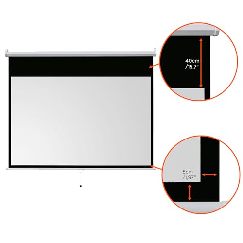 celexon Basic Rollo-Leinwand 110 | 240x135 cm 16:9 | ausziehbare Full-HD 4K Beamer-Leinwand f&uuml;r Heimkino oder B&uuml;ro-Pr&auml;sentationen | Projektionsleinwand geeignet zur Deckenmontage oder Wandmontage