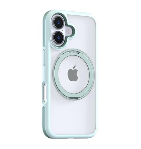 Image of TORRAS R Fusion Case Compatible with Wireless Charging iPhone 16, Magnetic Ring Charging, Protective Cover with Military Grade Protection Black (Green)