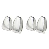 2 Pcs 18K Gold Plated Double Tooth Cap Hip Hop Teeth Grillz Vampire Fangs Grills Set for Men and Women Rapper Cosplay Costume (02, Silver)