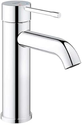 Grohe Essence - Grifo de lavabo, monomando con cuerpo liso, con limitador ecológico de temperatura, Tamaño S, (1/2") (Ref. 23590001)