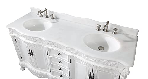 Benton Collection 64” Antique White Beckham Bathroom Sink Vanity Model Cf-3882W-Aw-64 #TOP3