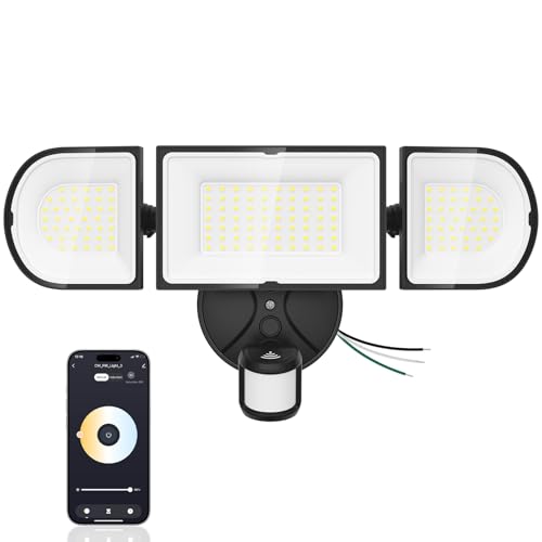 Meloght 120W Smart Flood Light Outdoor 12000lm Motion Sensor Outdoor Lights WiFi Alexa Floodlight APP Control 2700K-6500K Motion Lights for Outside IP65 Waterproof LED Security Light Black