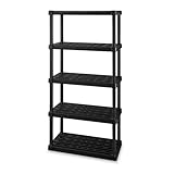 アイリスオーヤマ 5段プラスチックラック 組み立て簡単 1分 工具不要 サビない 軽量 棚 耐荷重135kg 幅91.4x奥行45x高さ186.3cm PLR-9145 ブラック