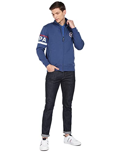 Image of U.S. Polo Assn. Men Navy High Neck Heathered Sweatshirt
