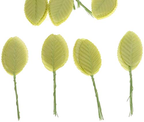 Feuilles de rose artificielle vert clair de 11cm pour vos bouquets de mariage par 200pcs - 8