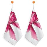 Jubonexis Kleines Handtuch mit Schleife zum Aufhängen, saugfähig, weich, für Küche, Badezimmer, Aquarellfarben, Rosa, 2 Stück