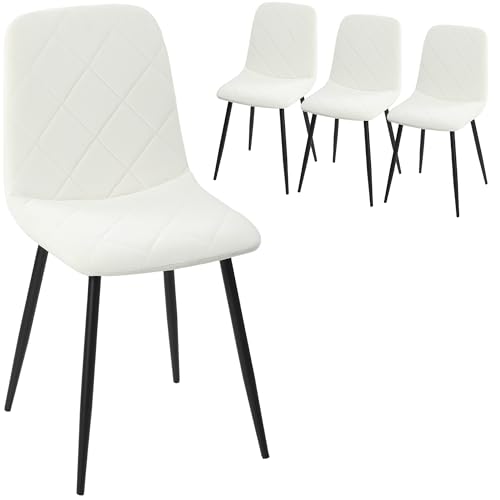 HOMCOM Lot de 4 chaises de Salle à Manger, chaises de Cuisine rembourrées avec Dossier Haut, Pieds en Acier et Tissu Effet Velours, pour Salon, Chambre,...