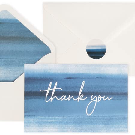 VNS Creations100 pack Thank You Cards with Envelopes & Stickers - Classy 4x6 Blank Thank You Cards Bulk Box Set - Large Thank You Notes for Wedding, Small Business, Baby & Bridal Shower (Ombre)