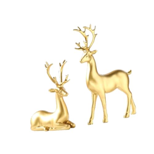 DXEHSEUY Lot de 2 figurines de renne pour décoration de bureau, salon, chambre à coucher
