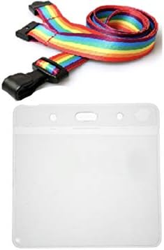 ID Card It Rainbow Lanyard Neck Strap with Safety Breakaway and Strong Clip with ID Card Pass Badge Holder for Work, Office, NHS, Pride (Metal Lanyard)