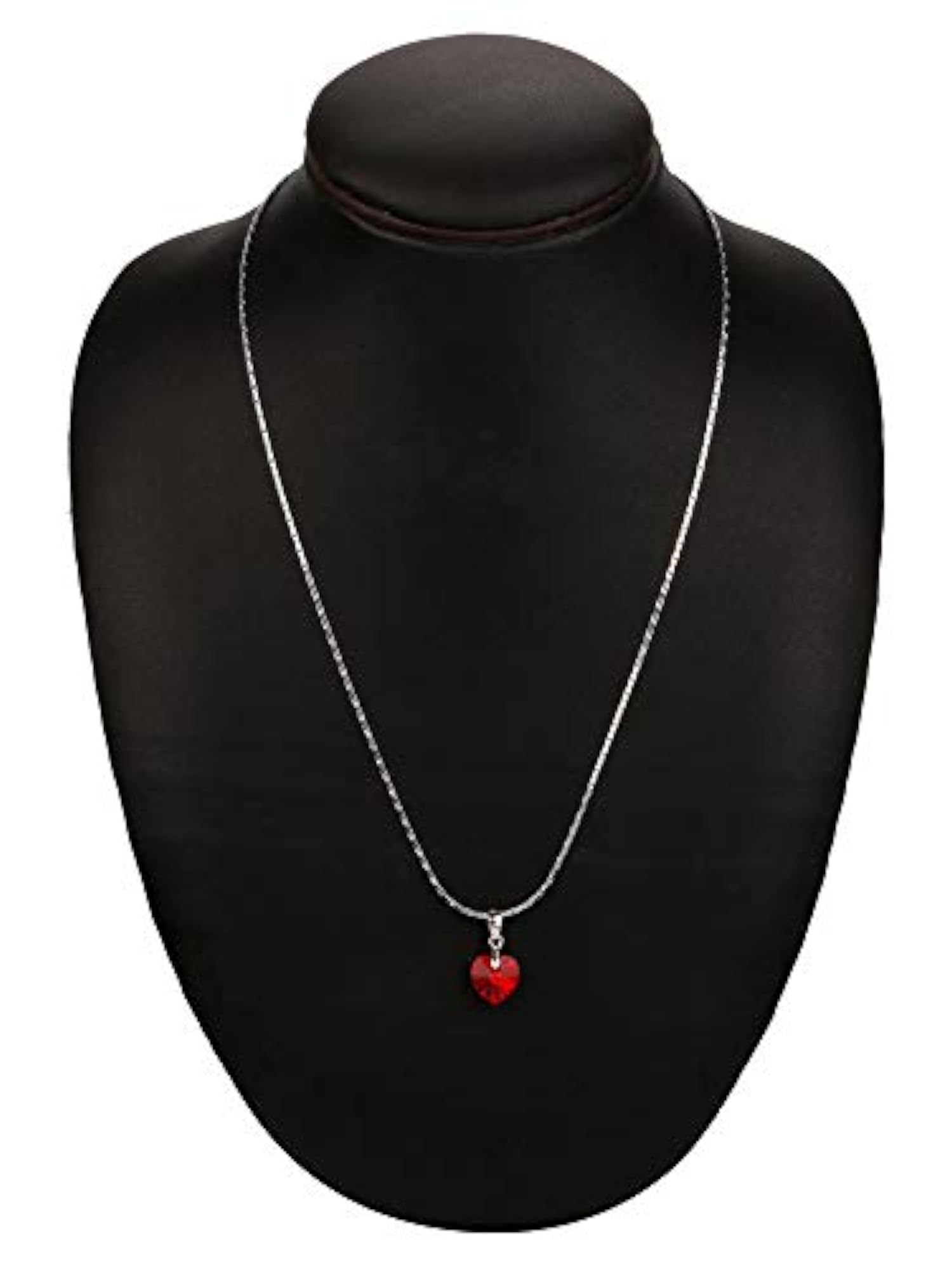 Women's 925 Silver BIS Hallmarked Valentine Heart Pendant Chain, Red
