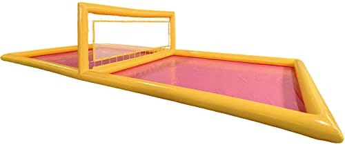 MZGECOLM 33 ft Yellow&Pink Inflatable Volleyball Court for Outdoor Water Sports
