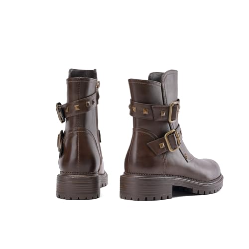 Tsrenlmln Women's Brown Lace up Fashion Combat Boots Ankle Booties for Women3