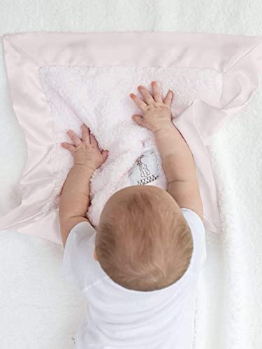 Image of Little Giraffe Baby Blanket - Blanky - Soft Blanket with Satin Trim - Baby Stroller Blanket - Newborn Baby Essentials & Baby Gifts - 17 x 17 - Pink